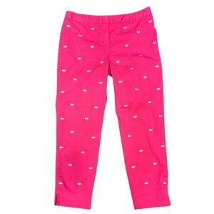 Vineyard vines woman’s hot pink whale embroidered crop chino pants size 6